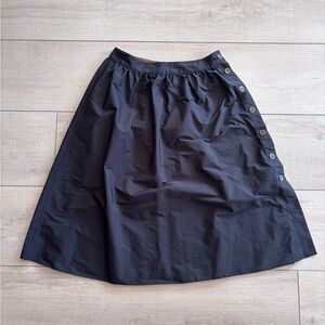 Zara Basic Denim Utilitarian Classic Black Button-Detail A-Line Midi Skirt S